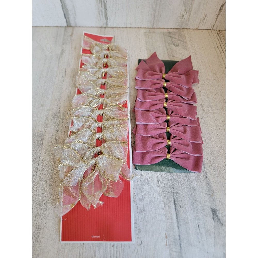 Pink light white bow xmas home decor set decor accessories‎